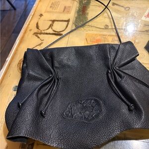 Carlos Falchi Black Textured Leather Shoulder Bag